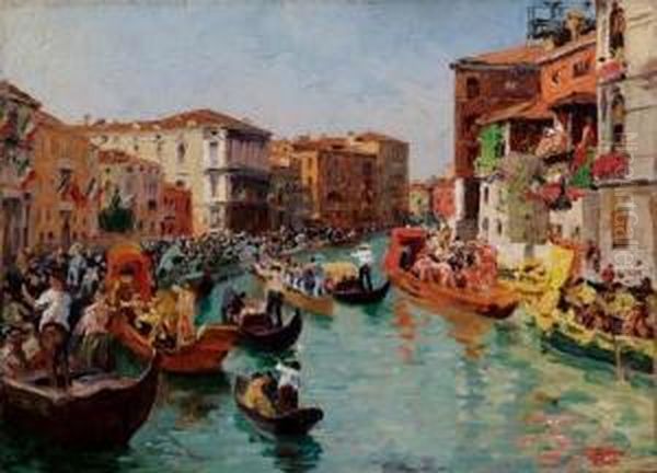 Festa A Venezia Oil Painting by Stefano Novo