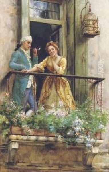 On The Balcony Oil Painting by Stefano Novo