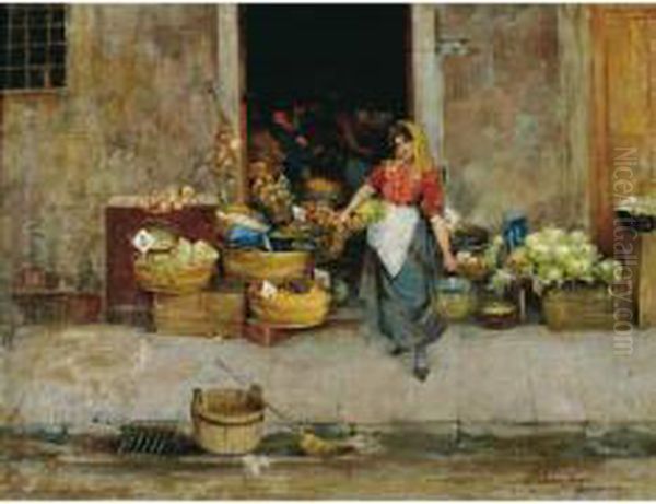 Bottega Di Fruttivendolo Oil Painting by Stefano Novo