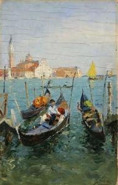 Gondolieri A Venezia Oil Painting by Stefano Novo