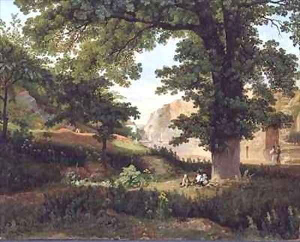 Clifton Rocks from Rownham Fields Oil Painting by Francis Danby