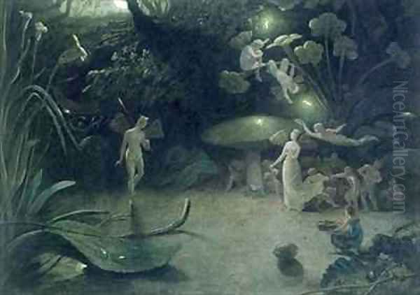 Scene from A Midsummer Nights Dream Oil Painting by Francis Danby