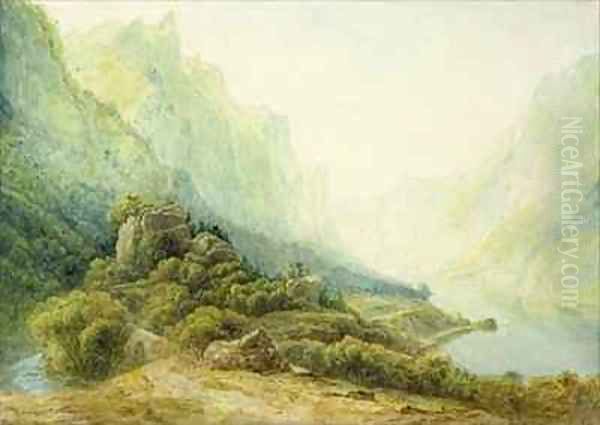 A Norwegian Fjord Oil Painting by Francis Danby