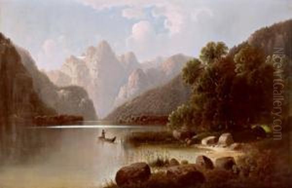 Blick Auf Den Konigssee Mit Dem Watzmann Oil Painting by Johann Novopacky