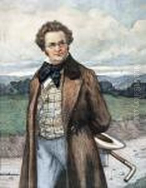 Franz Schubert: Einspaziergang Oil Painting by Otto Nowak