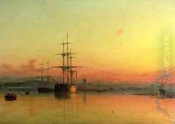 Dead Calm Sunset at the Bight of Exmouth Oil Painting by Francis Danby