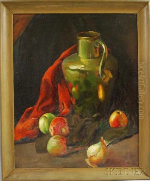 Still Life With Vessel And Fruit. Oil Painting by George Loftus Noyes