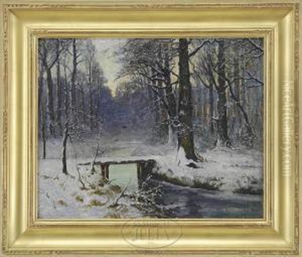 Sunset Winter Solitude Oil Painting by George Loftus Noyes