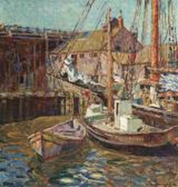 Gloucester Harbor Oil Painting by George Loftus Noyes