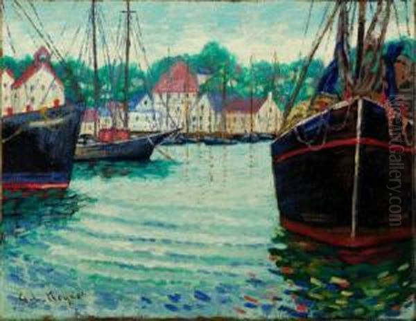 Gloucester Harbour Oil Painting by George Loftus Noyes