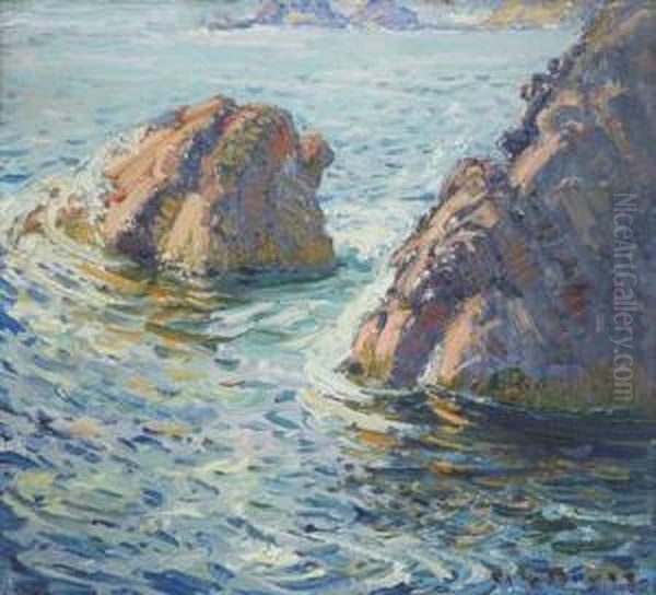 Rocky Coastline Oil Painting by George Loftus Noyes