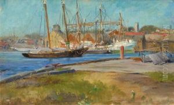 ''a Blue Day'', Gloucester Oil Painting by George Loftus Noyes