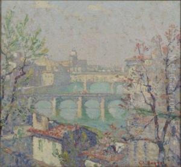 View Of The Ponte Vecchio Oil Painting by George Loftus Noyes