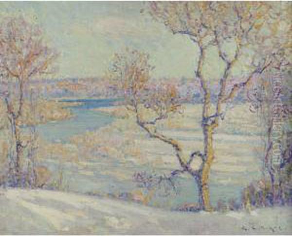 Charles River At Millis, Massachusetts Oil Painting by George Loftus Noyes