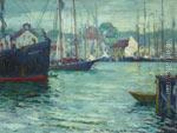 Gloucester Harbor Oil Painting by George Loftus Noyes