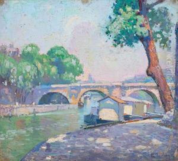 Les Lavoirs, Paris Oil Painting by George Loftus Noyes