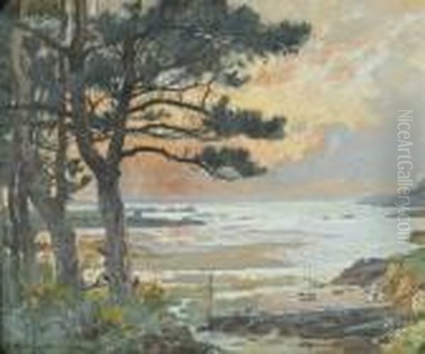 Sudfranzosische Meeresbucht Im Abendrot Oil Painting by Alexandre Nozal