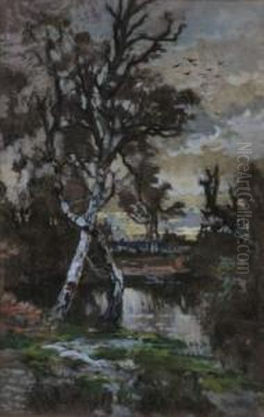 L'hiver Au Bord De La Riviere Oil Painting by Alexandre Nozal