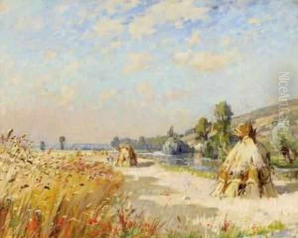 Moissons, Vallee De L'eure Pres De Louviers Oil Painting by Alexandre Nozal