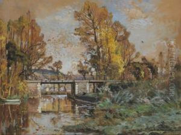 Paysage A La Riviere Oil Painting by Alexandre Nozal