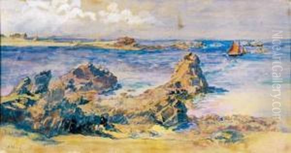 Bord De Mer A Saint -briac Oil Painting by Alexandre Nozal