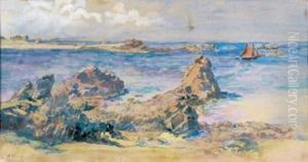 Bord De Mer A Saint-briac Oil Painting by Alexandre Nozal