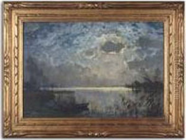 Crepuscule En Bord De Lac Oil Painting by Alexandre Nozal