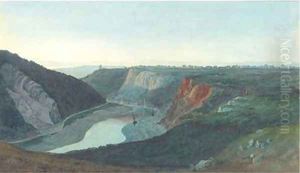 A view of the River Avon from Bristol from below the Observatory with Seawalls below and Cooks Folly beyond. Oil Painting by Francis Danby