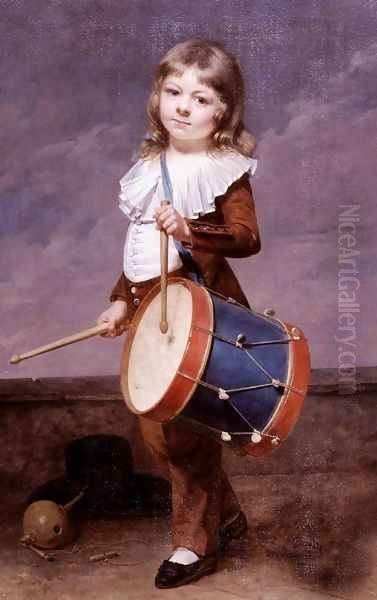 Portrait of the Artist's Son as a Drummer Oil Painting by Martin Drolling