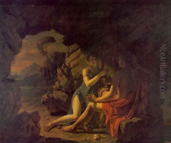 Sappho et Phaon Chantant Leurs Amours Dans Une Grotte Oil Painting by Martin Drolling