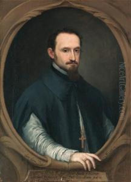 Portrait Of The Archbishop Of Seville, Don Ambroio De Spinola Oil Painting by Pedro Nunez De Villavicencio