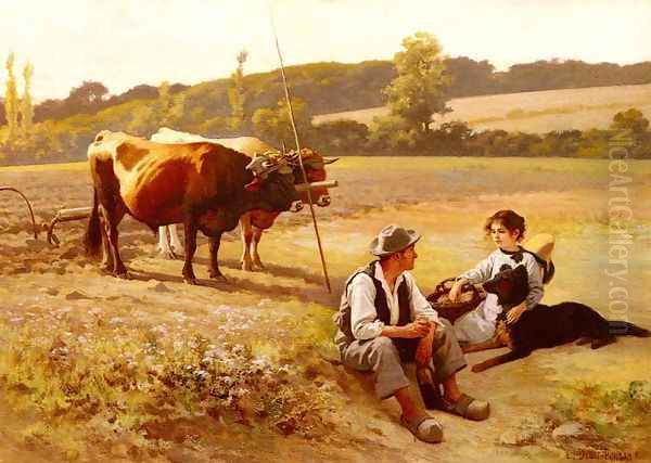 Rest In The Fields Oil Painting by Edouard Bernard Debat-Ponsan