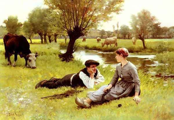 Le Flirt (Flirting) Oil Painting by Edouard Bernard Debat-Ponsan