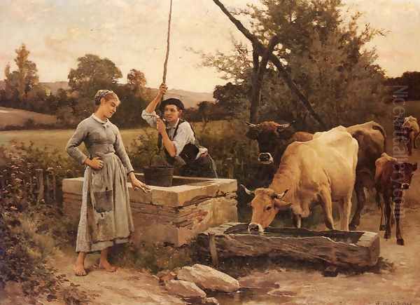 At the Well Oil Painting by Edouard Bernard Debat-Ponsan