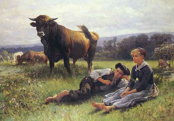 Herdsman's Repose Oil Painting by Edouard Bernard Debat-Ponsan