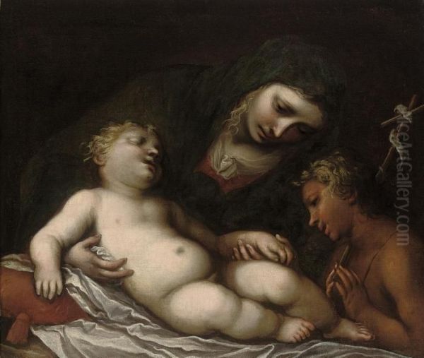 The Madonna And Child With The Infant Saint John The Baptist Oil Painting by Carlo Francesco Nuvolone