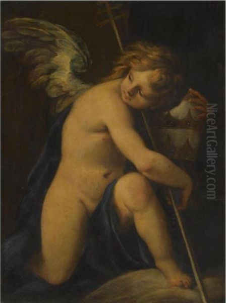 An Angel Holding A Papal Tiara Oil Painting by Carlo Francesco Nuvolone