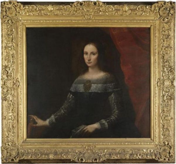 Portrait Of A Lady, Three-quarter Length, Wearing A Large Brooch Oil Painting by Carlo Francesco Nuvolone