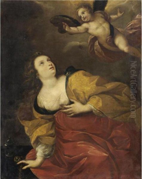 Maddalena E Un Angelo Oil Painting by Carlo Francesco Nuvolone