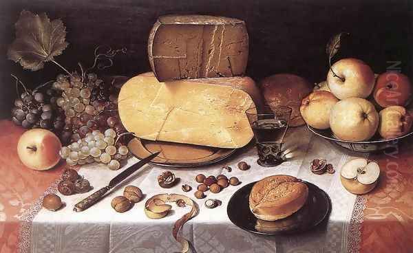 Still-Life with Fruit, Nuts and Cheese 1613 Oil Painting by Floris Claesz Van Dijck