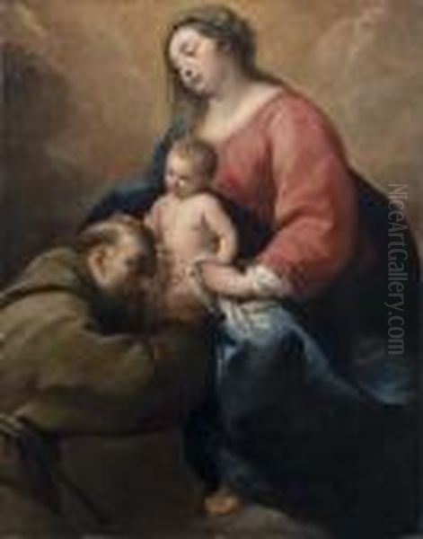 Madonna Con Bambino E San Francesco Oil Painting by Giuseppe Nuvolone