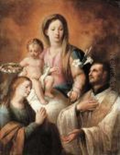 The Madonna And Child With Saints Oil Painting by Giuseppe Nuvolone