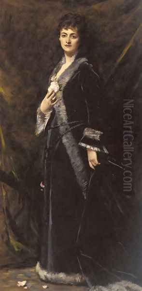 A Portrait of Helena Modjeska Chlapowski Oil Painting by Carolus (Charles Auguste Emile) Duran