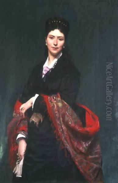 Portrait of Mrs Marie Clerc, 1874 Oil Painting by Carolus (Charles Auguste Emile) Duran