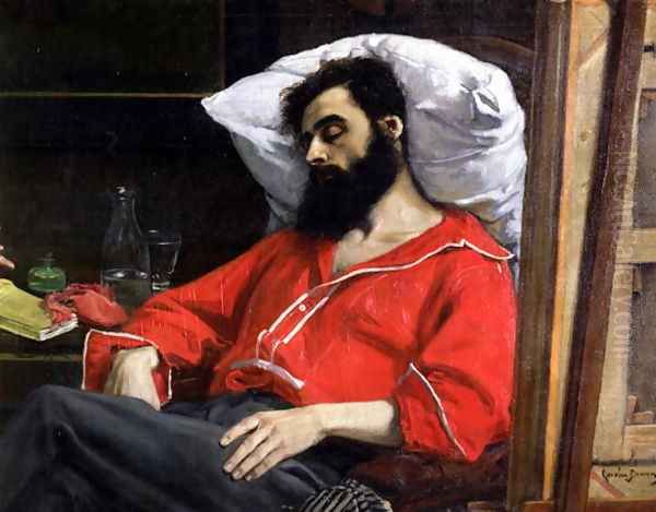 The Convalescent, or The Wounded Man (detail cut by the artist from 'The Visit to the Convalescent') c.1860 Oil Painting by Carolus (Charles Auguste Emile) Duran