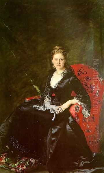 Portrait of Mme Nadezhda Polovtsova, 1876 Oil Painting by Carolus (Charles Auguste Emile) Duran