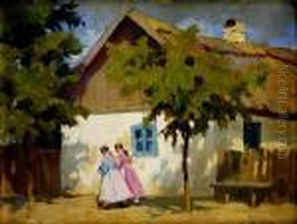 Do Kostola Oil Painting by sandor Nyilasy