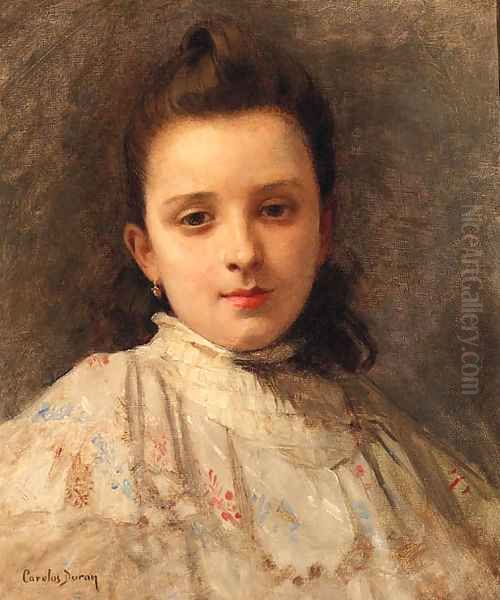 A Portrait Of A Young Girl Oil Painting by Carolus (Charles Auguste Emile) Duran