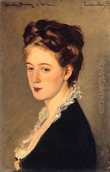 Portrait of Madame Faure, the artist's sister in law, bust length Oil Painting by Carolus (Charles Auguste Emile) Duran