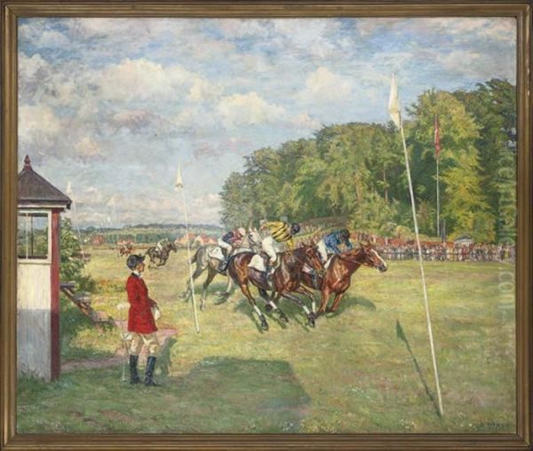 Steeplechase Oil Painting by Borge C. Nyrop